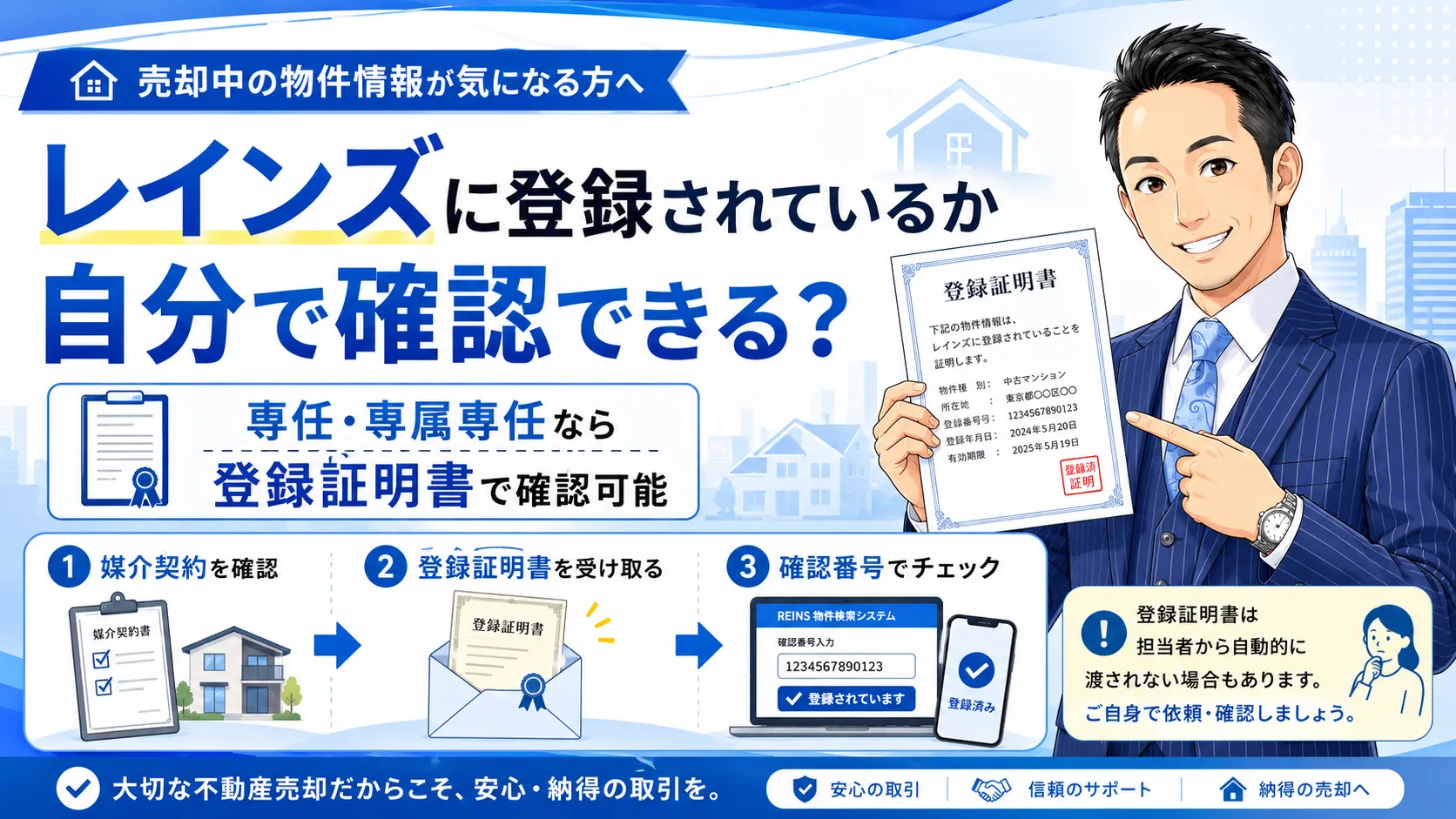 レインズに登録されているか自分で確認できる？