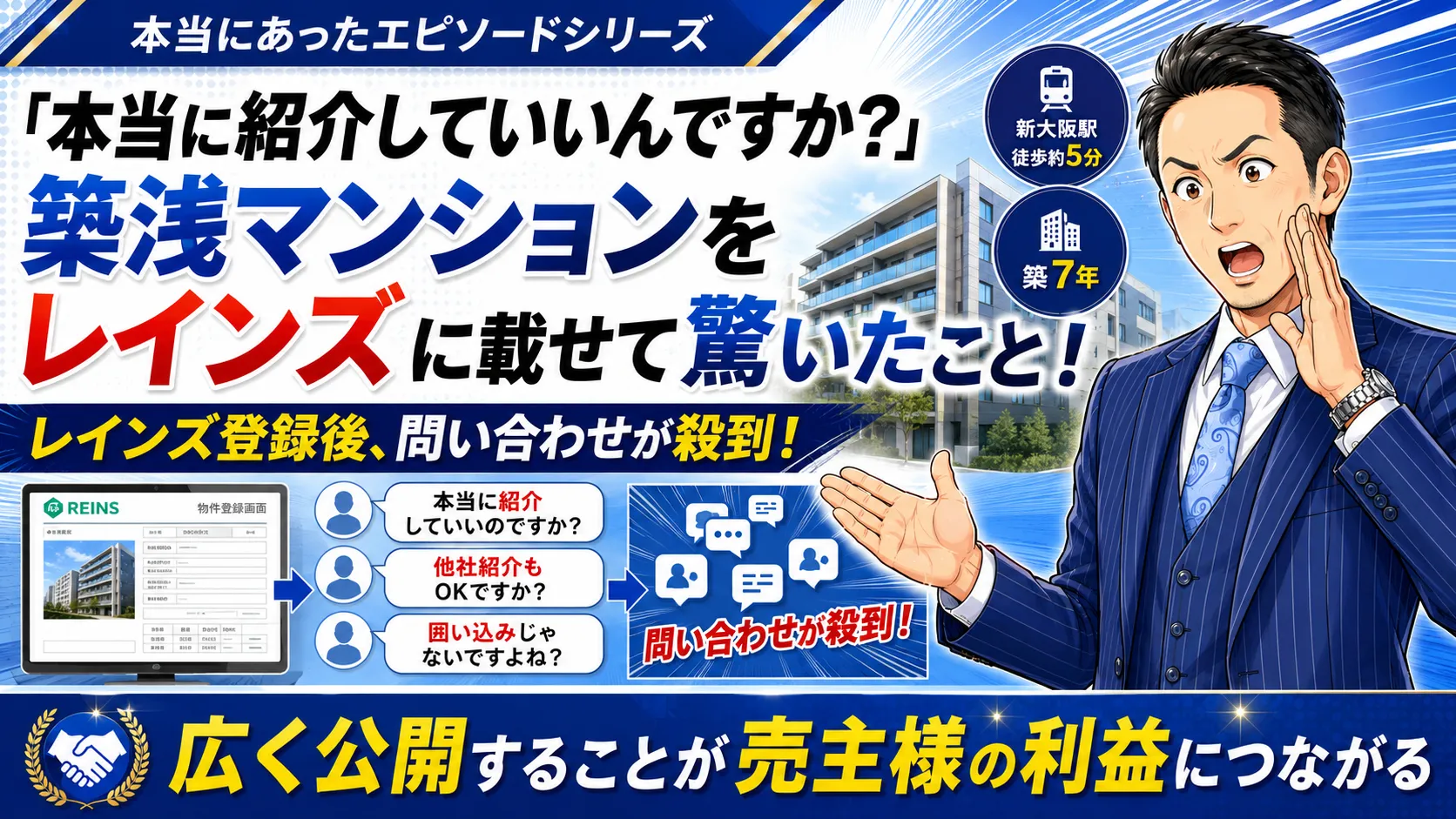 本当にあったエピソードシリーズ「本当に紹介していいんですか？ 築浅マンションをレインズに載せて驚いたこと！」