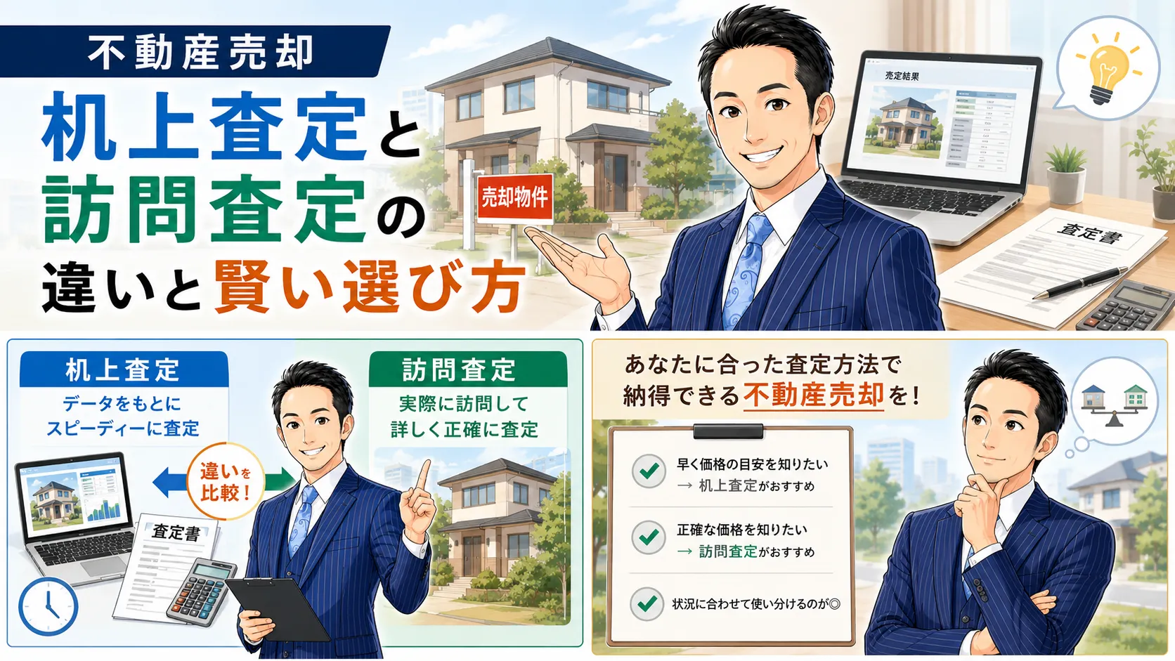 不動産売却|机上査定と訪問査定の違いと賢い選び方