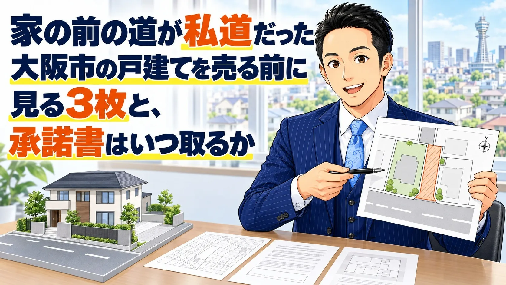 家の前の道が私道だった|大阪市の戸建てを売る前に見る3枚と、承諾書はいつ取るか