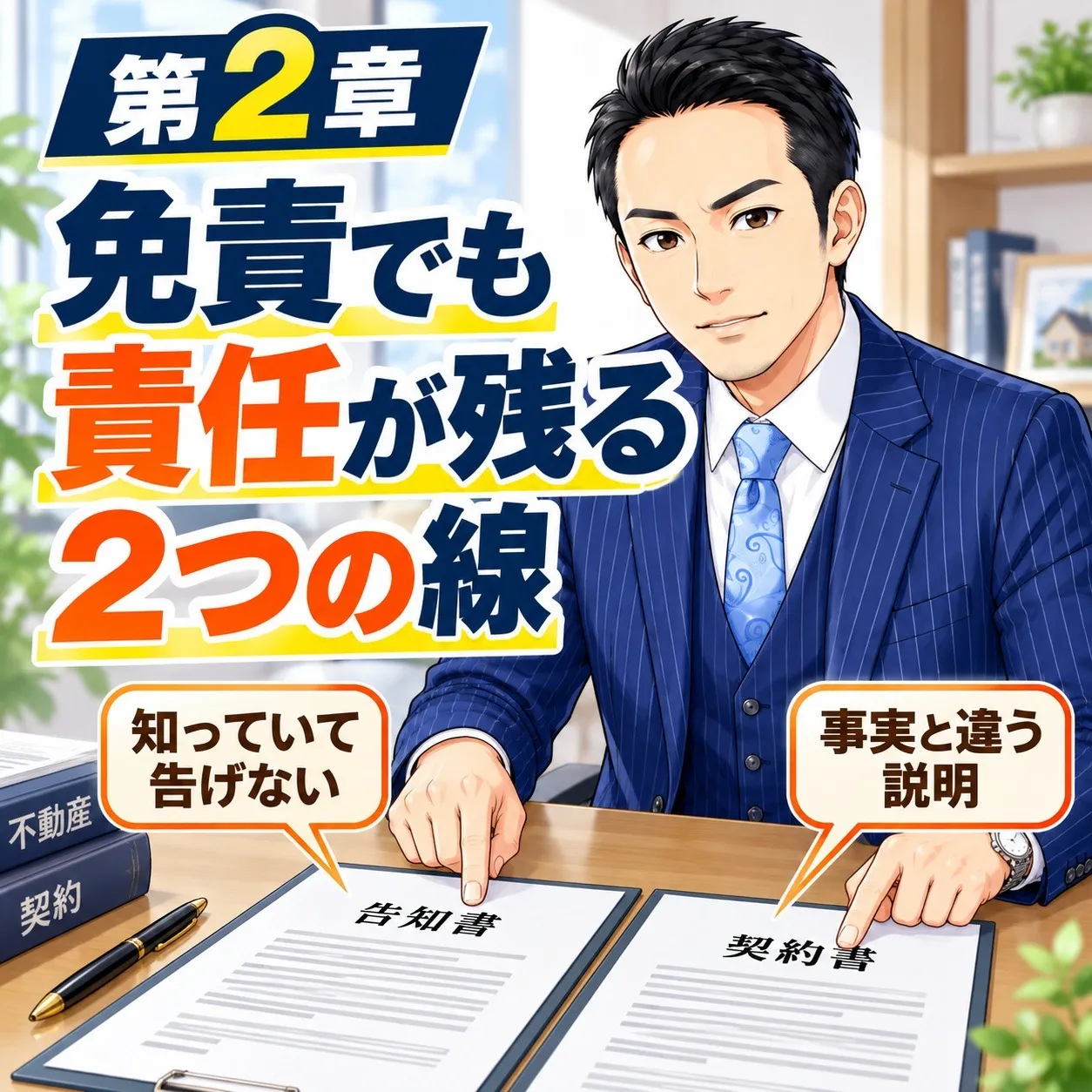 第2章:免責で売っても責任が残る2つの線——「知っていて書かなかった」と「書いたことと違った」