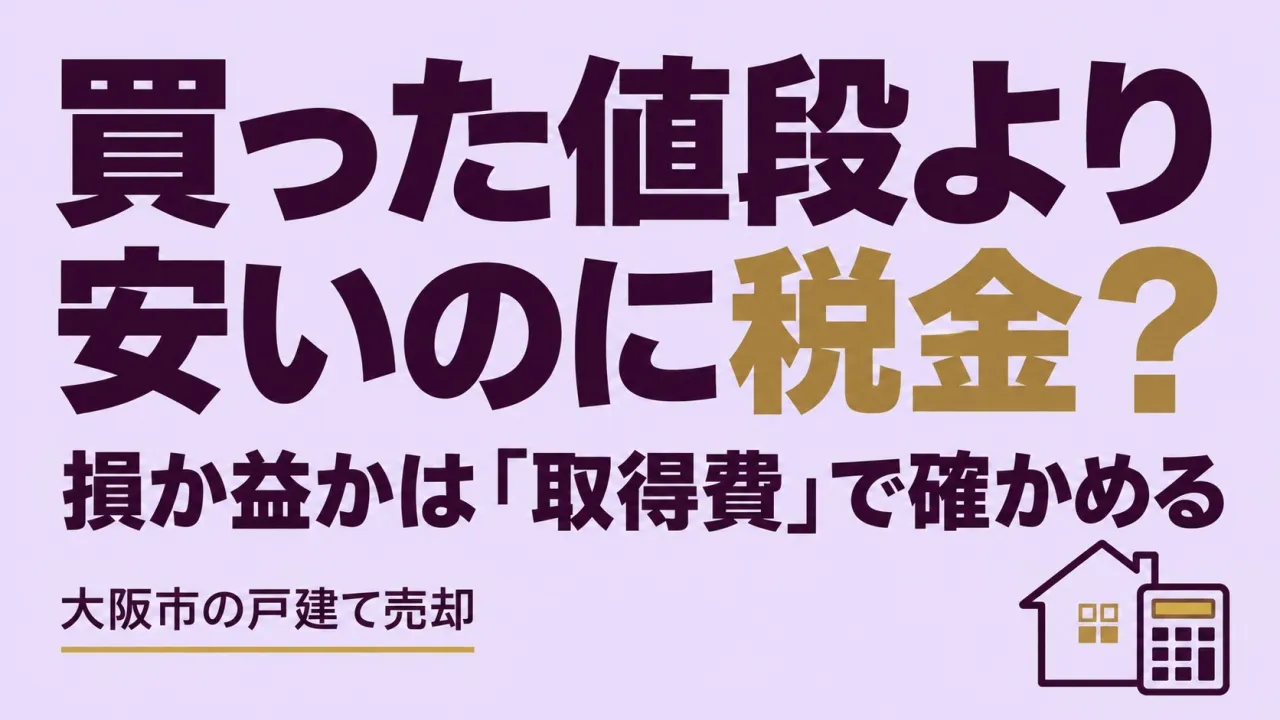 買った値段より安いのに税金?|大阪市の戸建てで損か益かを確かめる